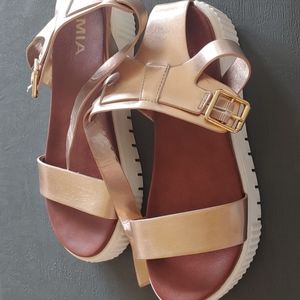 Vegan MIA rose gold strappy sandals in like-new condition. Worn once.